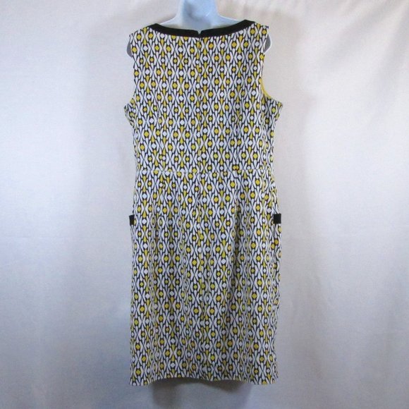 London Times Womens Yellow Black White Sleeveless Dress Size 14 Pre-owne… - Picture 2 of 7